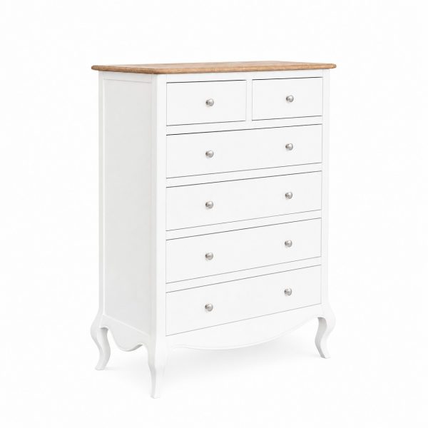 Lille French Chalk White 6 Drawer Tall Chest
