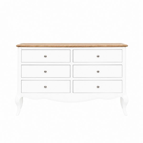 Lille French Chalk White 6 Drawer Wide Chest