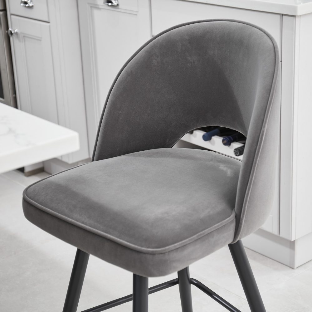 Coco Grey Velvet Swivel Kitchen Barstool - Image 3