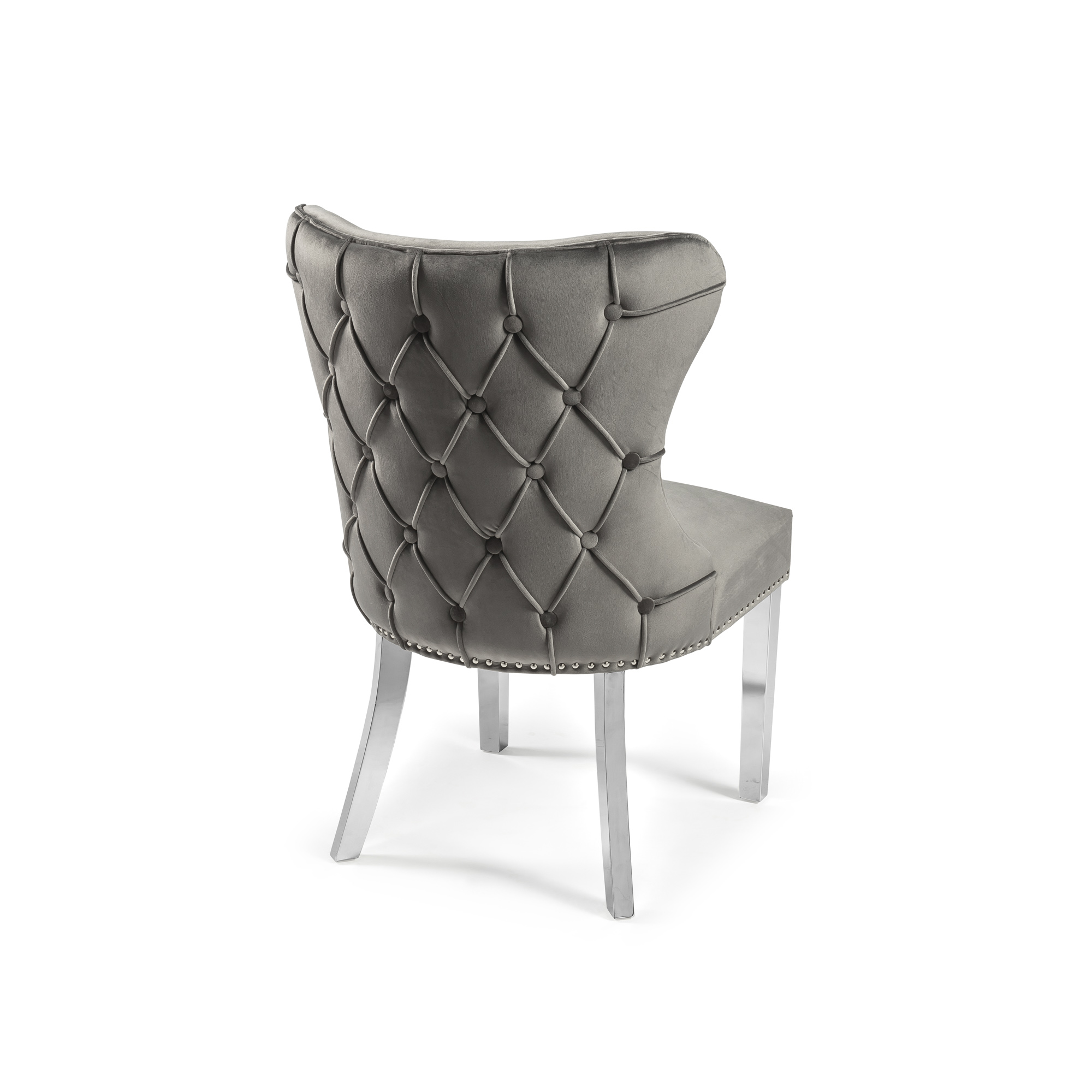 Grey Brushed Velvet Dining Chair with Steel Legs