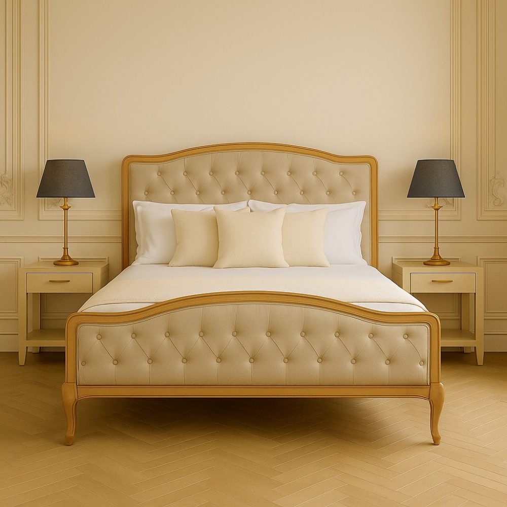 Celeste French Oak Upholstered High Foot Board Bed - King Size - Image 4