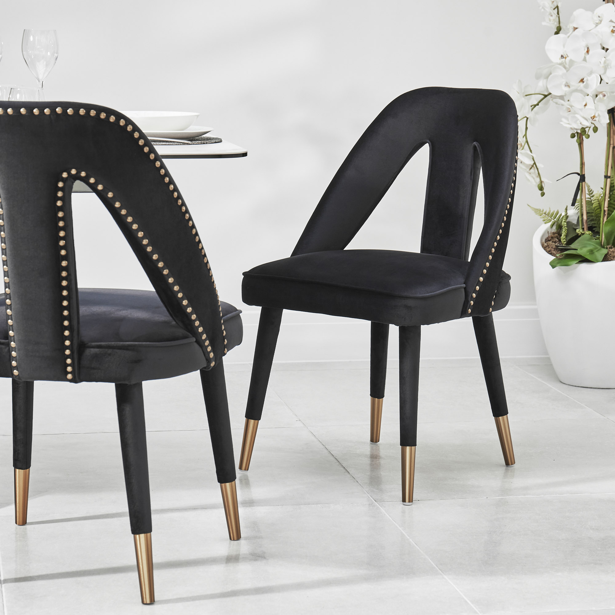 Alexandra Black Velvet Dining Chair