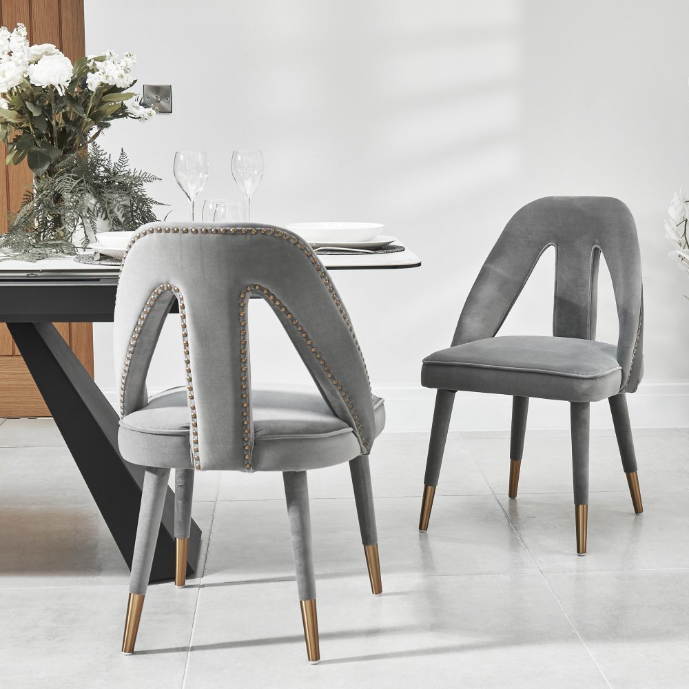 Alexandra Grey Velvet Dining Chair