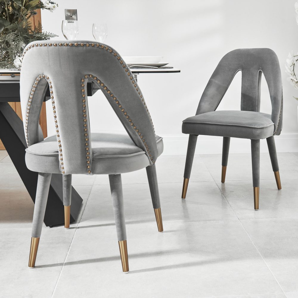 Alexandra Grey Velvet Dining Chair - Image 2