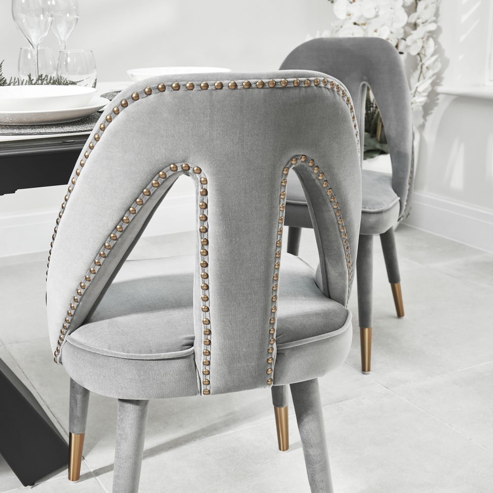 Alexandra Grey Velvet Dining Chair - Image 3