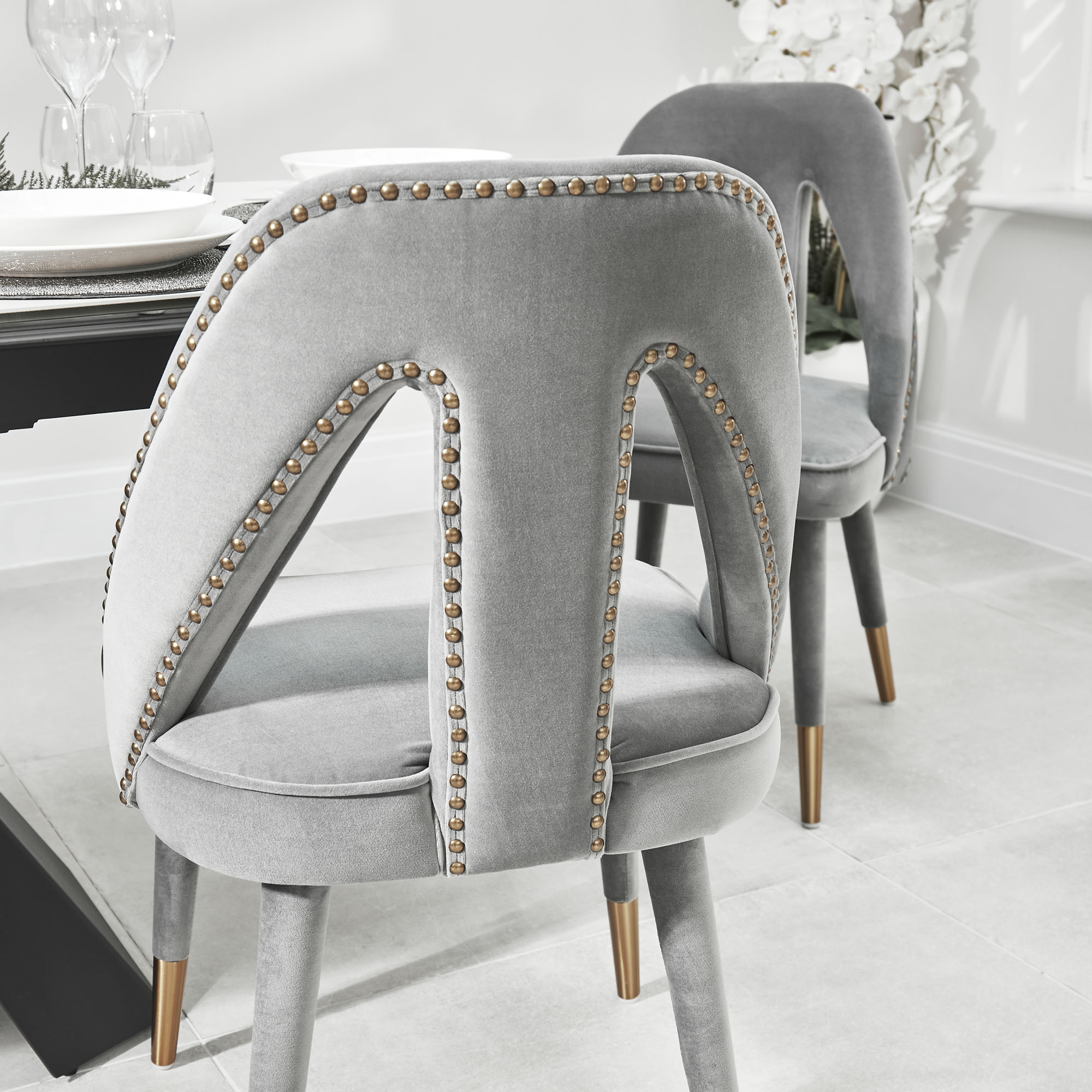 Alexandra Grey Velvet Dining Chair