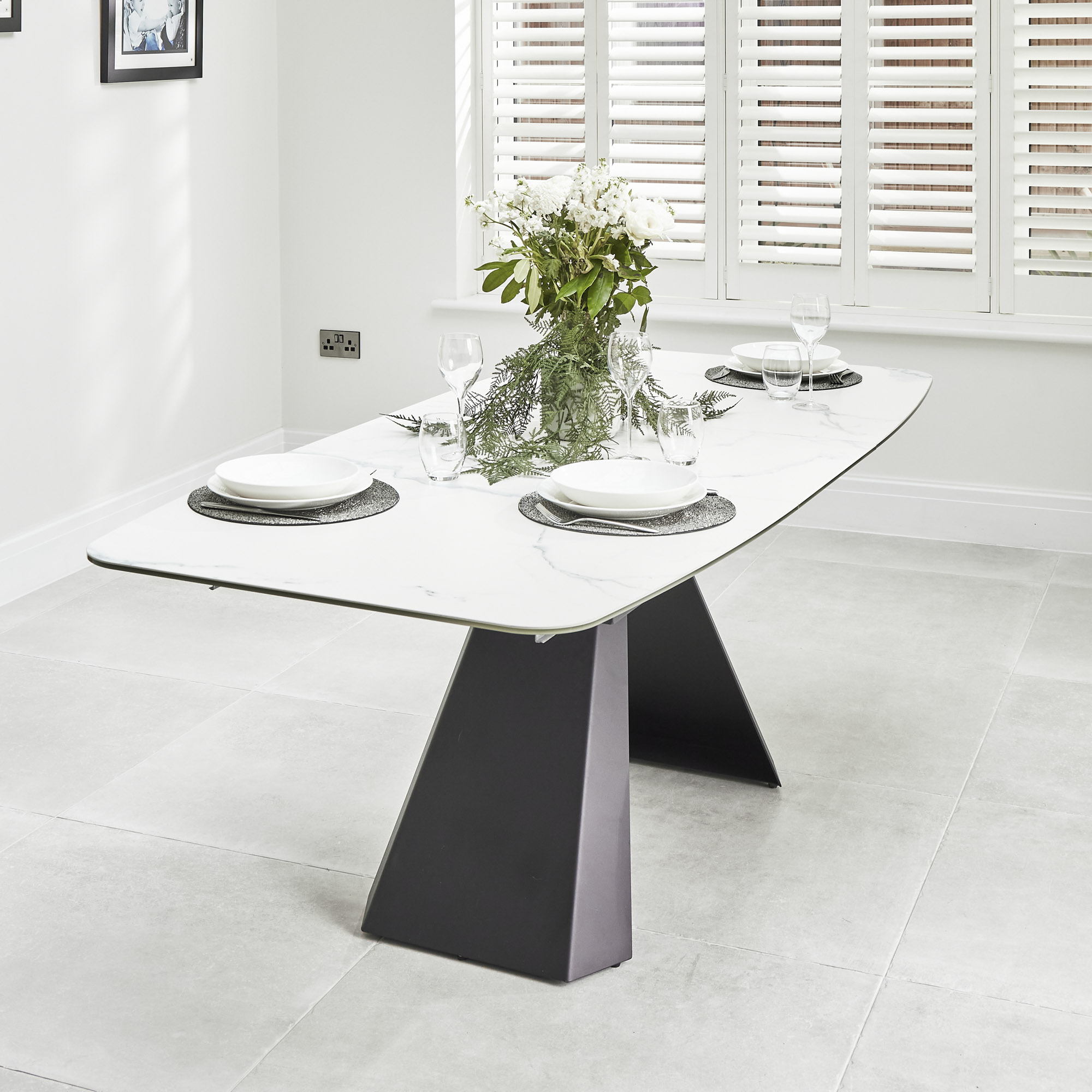 1.6m-2.1m – Casa White Ceramic Extending Dining Table