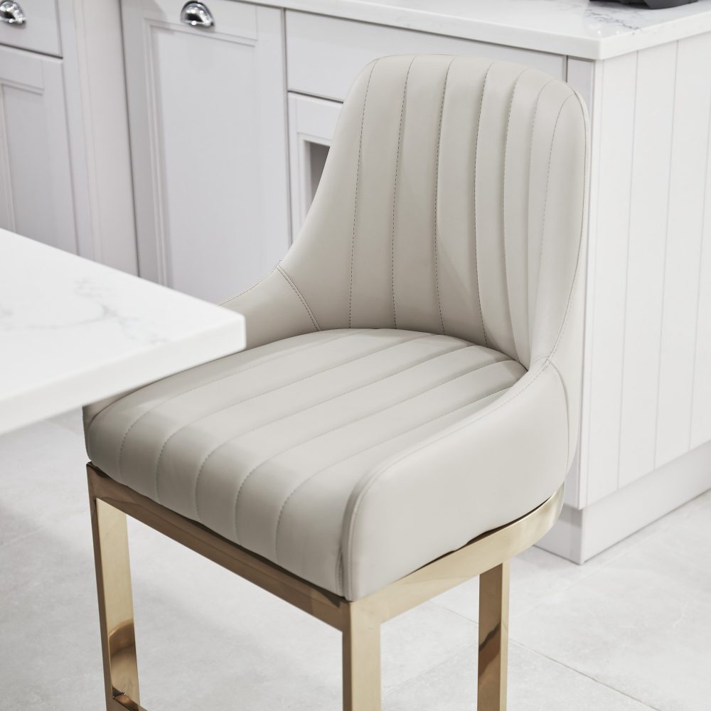 (Set of 2) Clara Oyster Counter Stool with Gold Stainless Steel Frame - Image 3