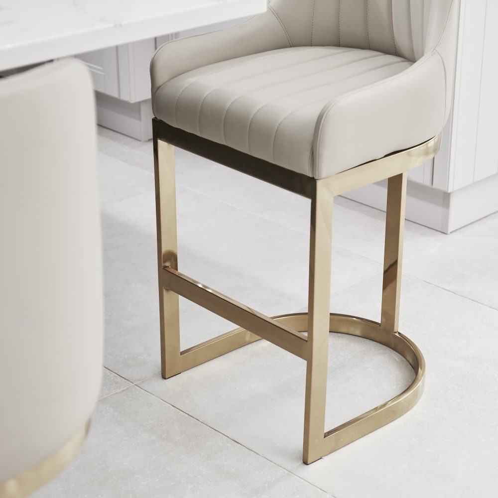 (Set of 2) Clara Oyster Counter Stool with Gold Stainless Steel Frame - Image 6