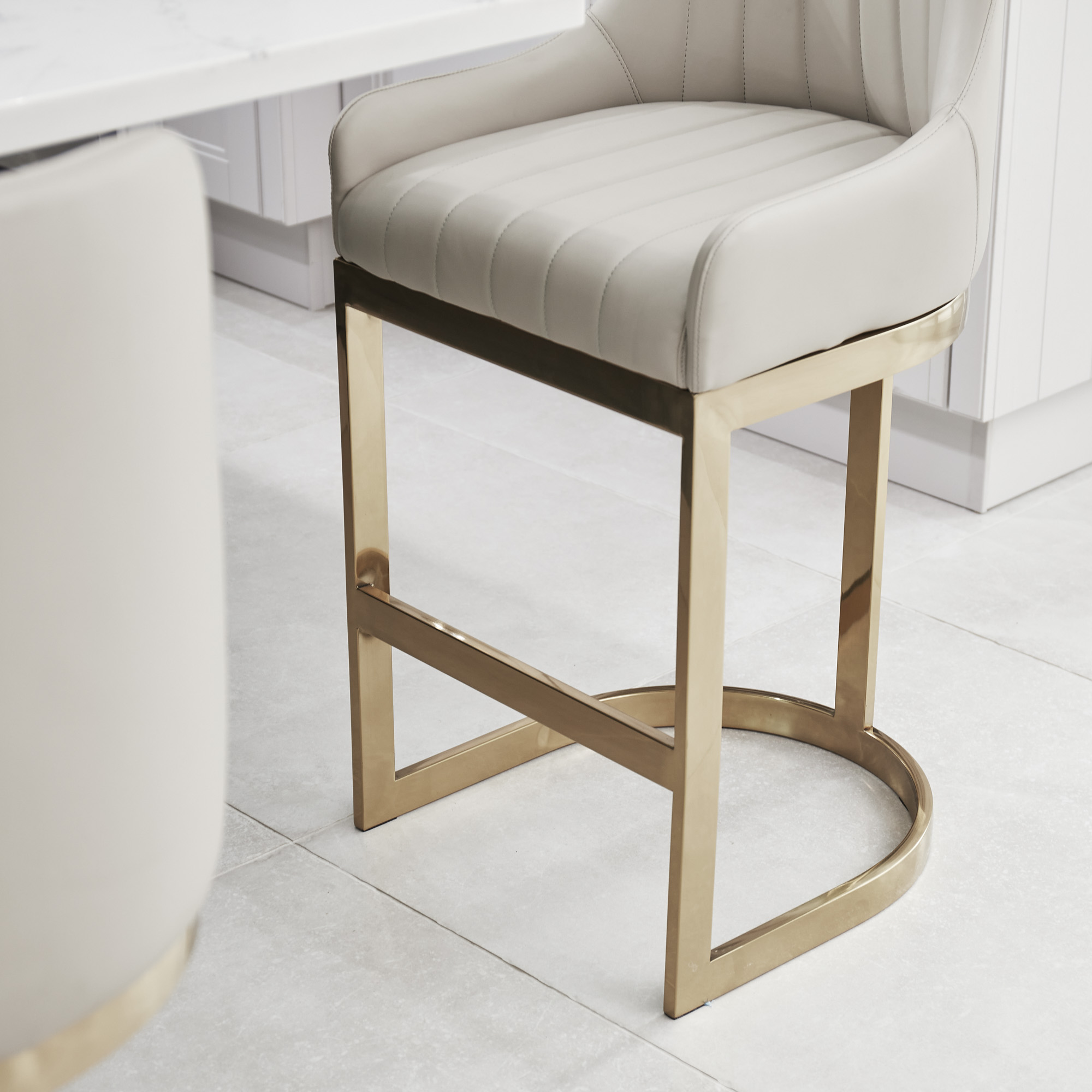 Clara Oyster Counter Stool with Gold Stainless Steel Frame