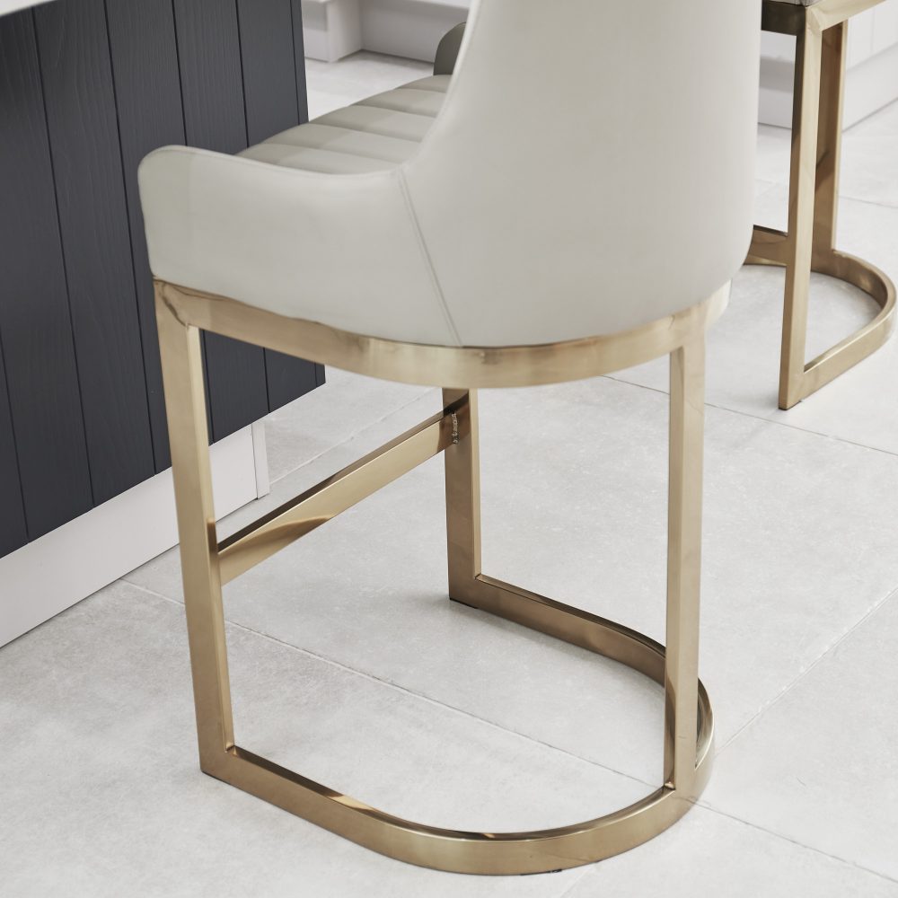 (Set of 2) Clara Oyster Counter Stool with Gold Stainless Steel Frame - Image 5