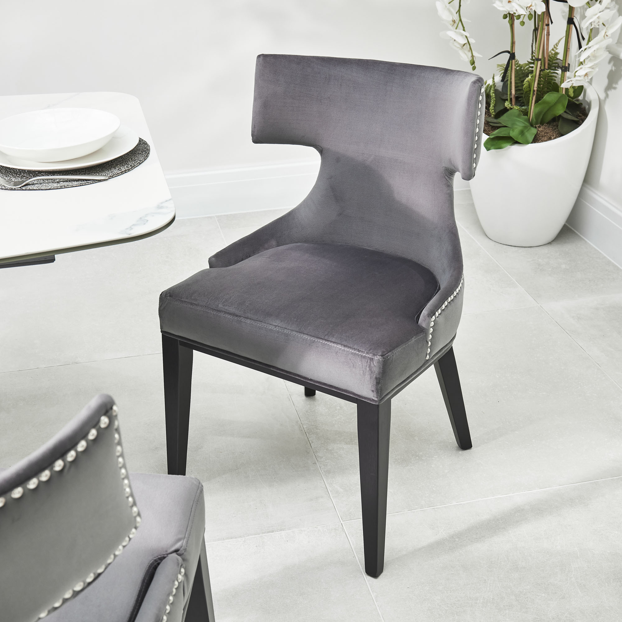 Hammersmith Upholstered Grey Velvet Dining Chair