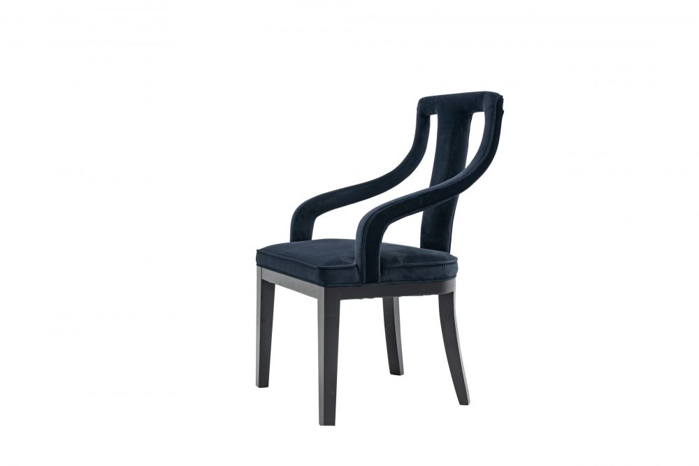 Juliette Dark Blue Velvet Dining Chair - Image 3