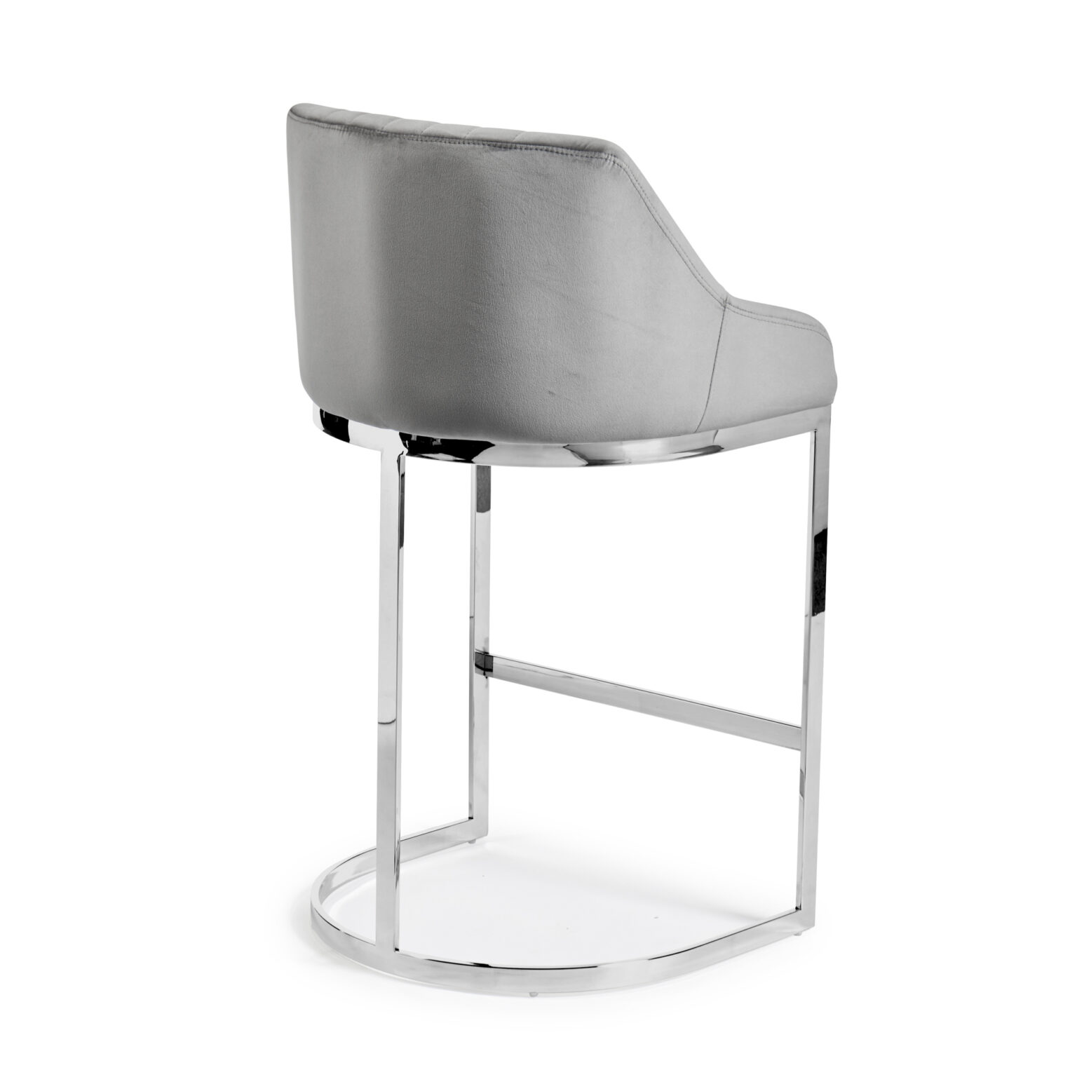 Grey Velvet Bar Stool with Stainless Steel Footrest Grosvenor Furniture