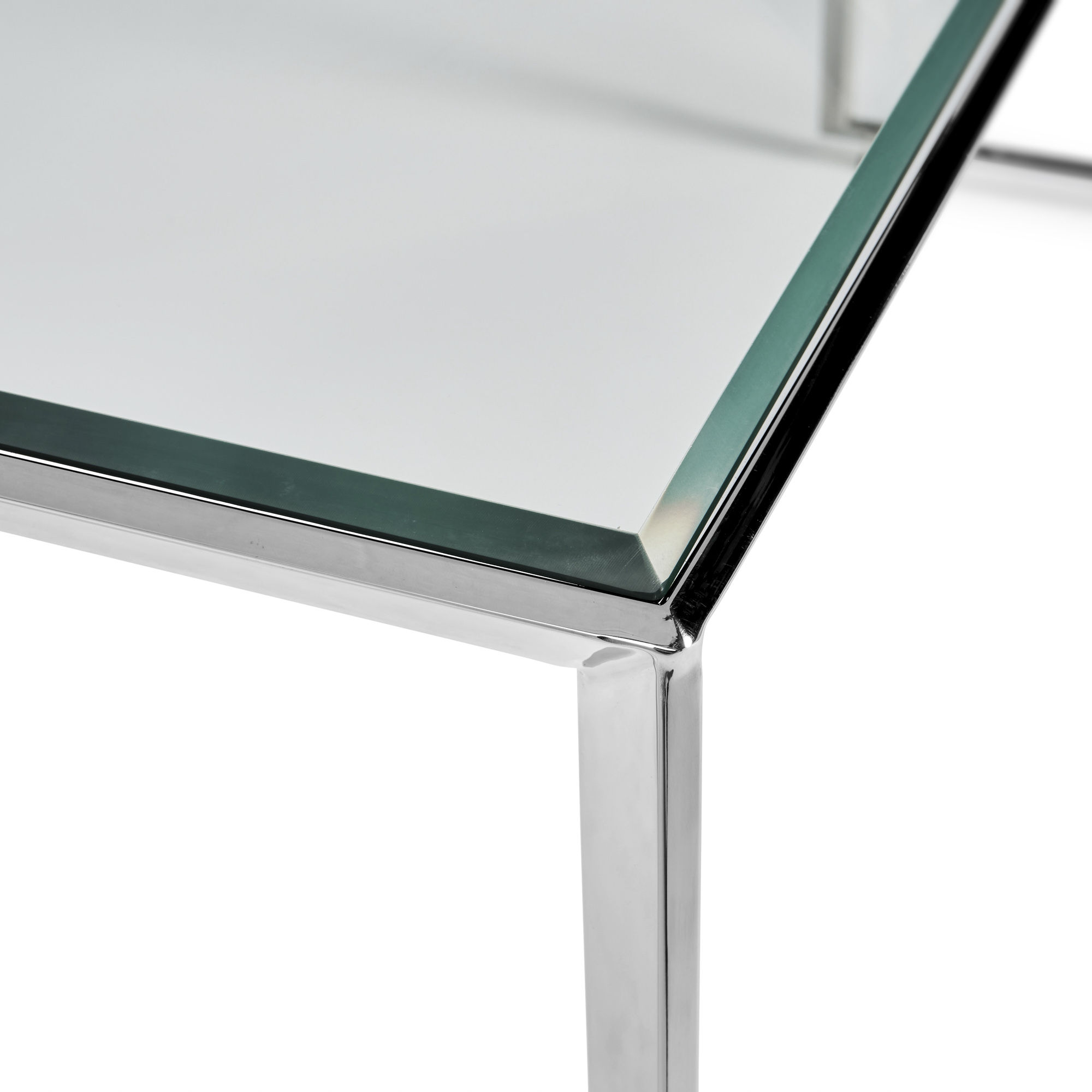 Small Glass Console Table With Polished Stainless Steel