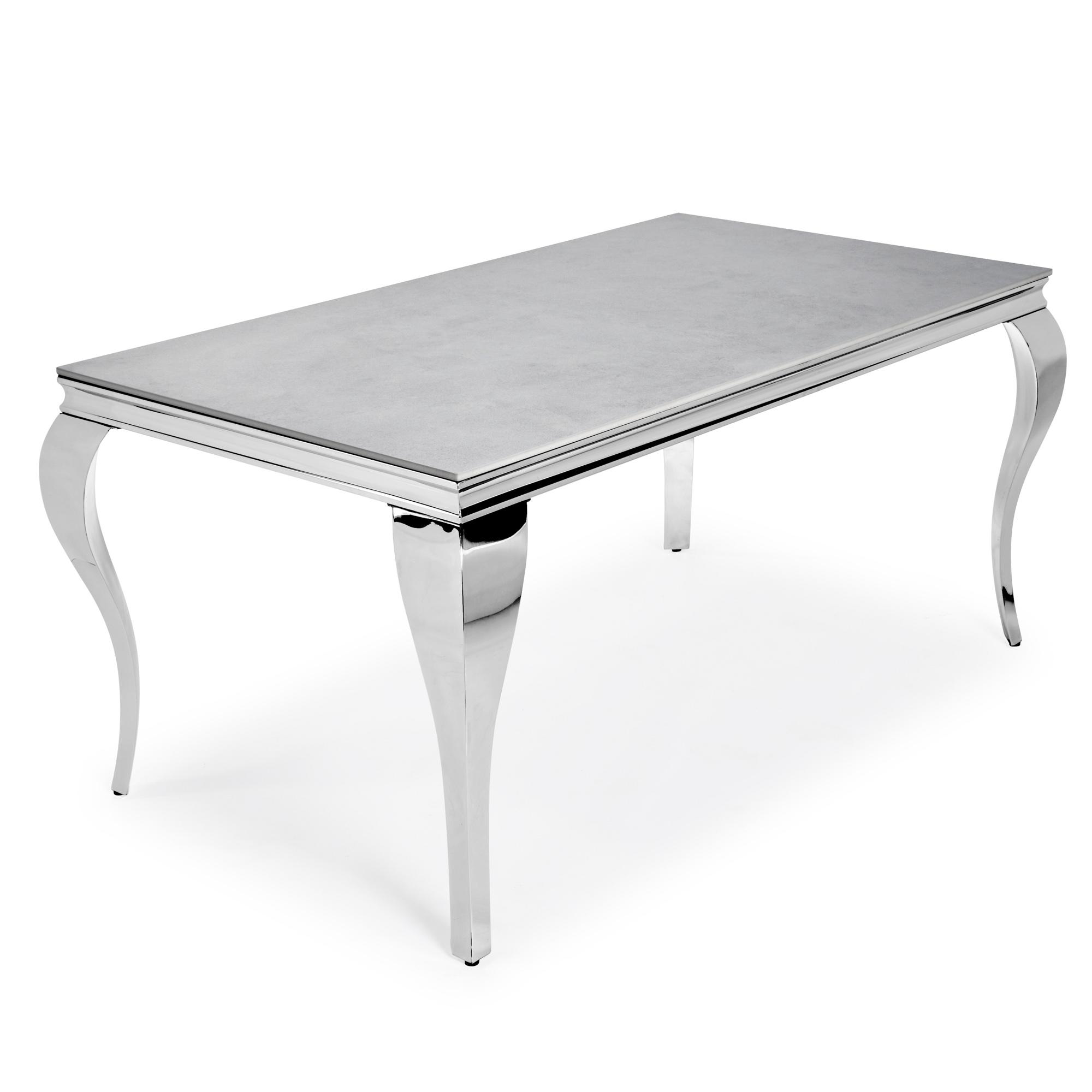 1.6m Louis Polished Stainless Steel Dining Table with Grey Ceramic Top