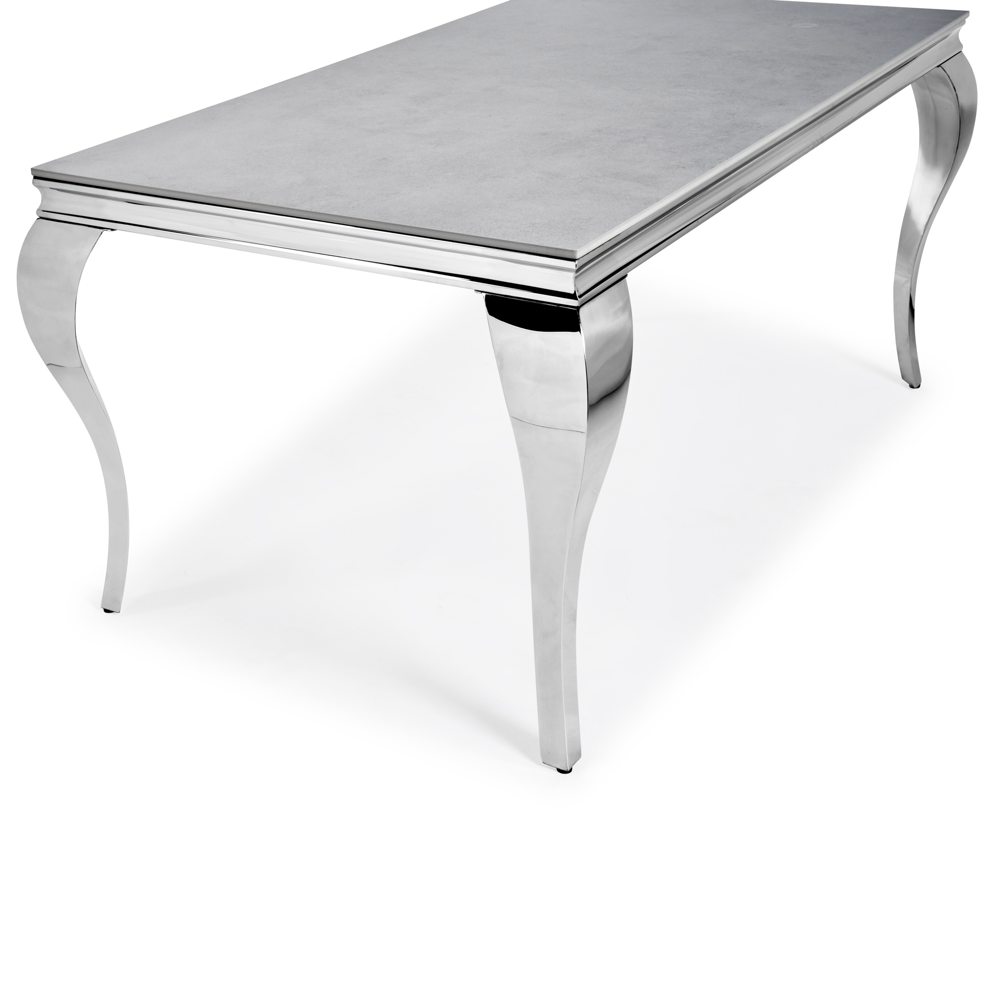 1.6m Louis Polished Stainless Steel Dining Table with Grey Ceramic Top