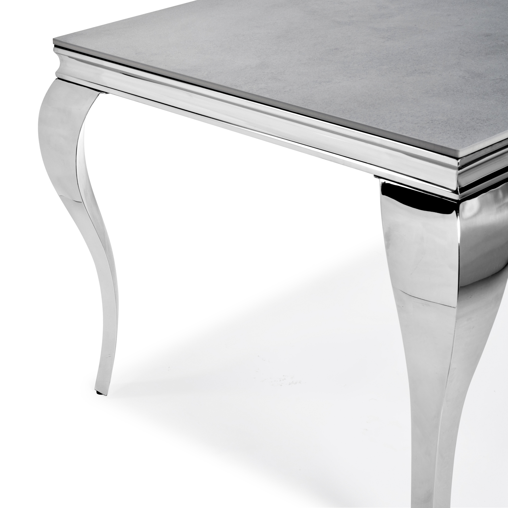 1.6m Louis Polished Stainless Steel Dining Table with Grey Ceramic Top