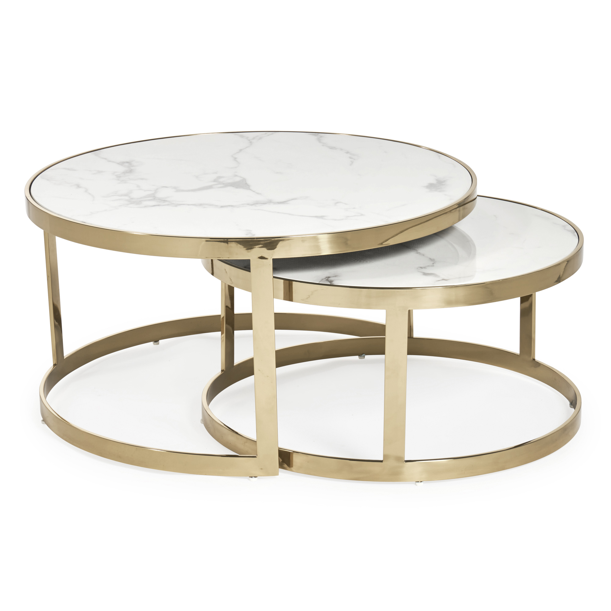 Nesting Marble Coffee Table Gold - Modern Living Room Furniture Gold ...