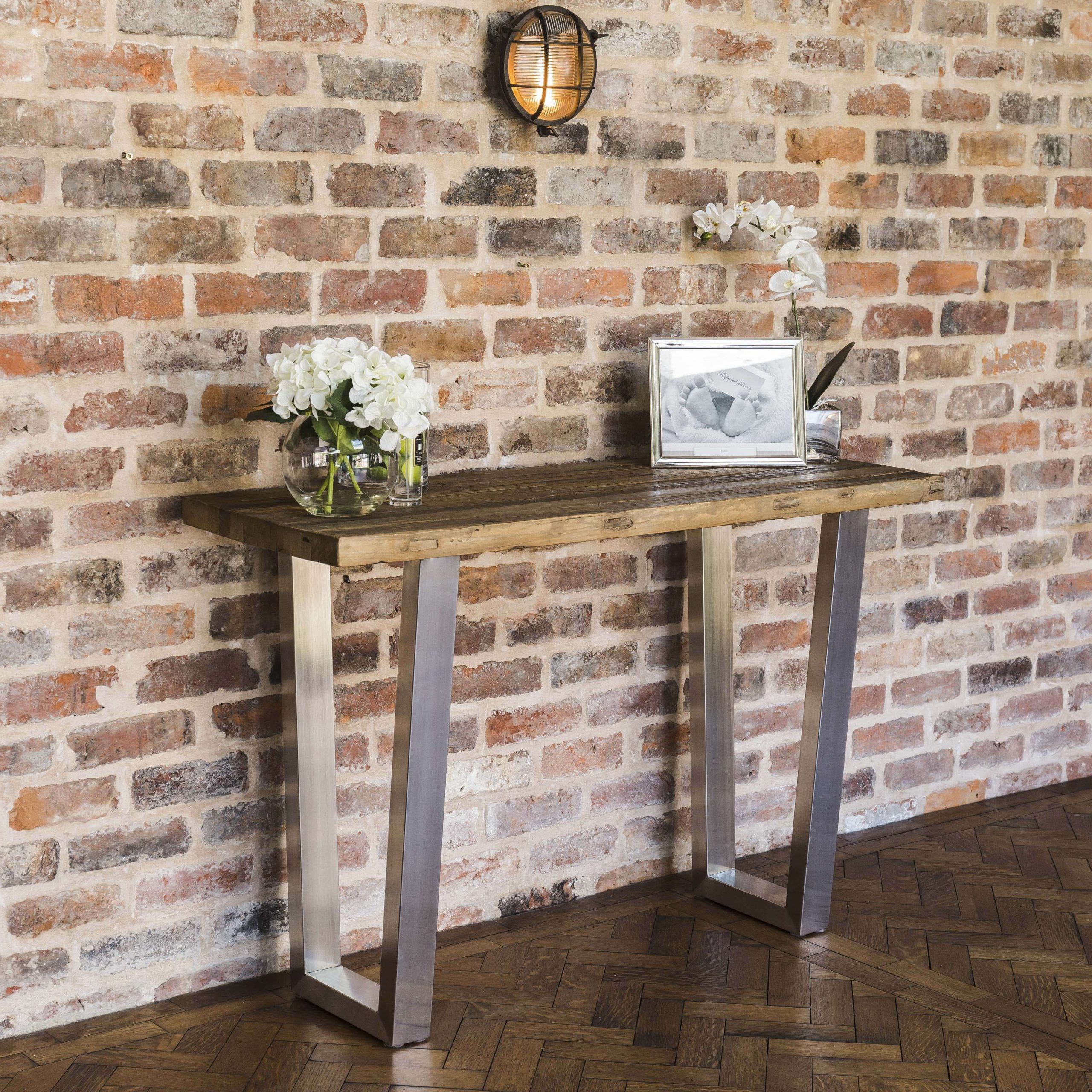 Detroit Brushed Steel & Reclaimed Elm Console Table