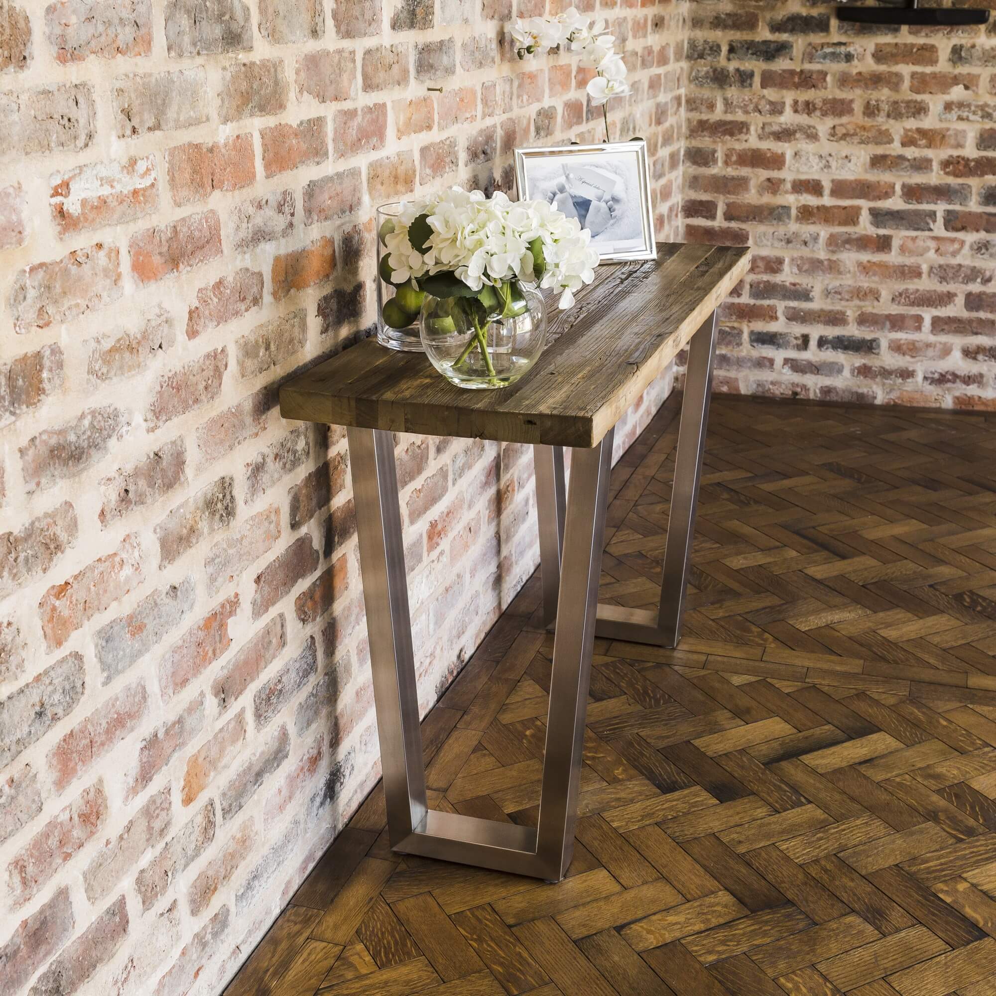 Detroit Brushed Steel & Reclaimed Elm Console Table