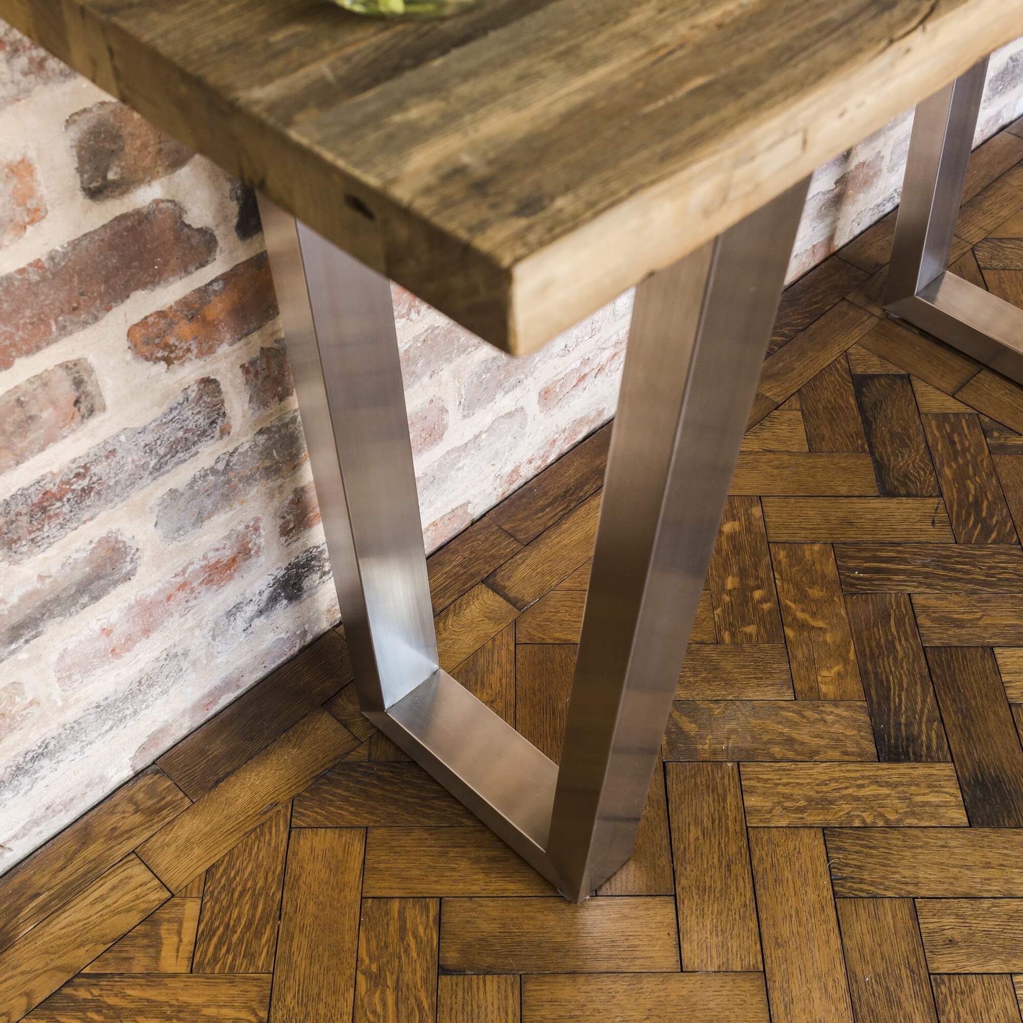 Detroit Brushed Steel & Reclaimed Elm Console Table