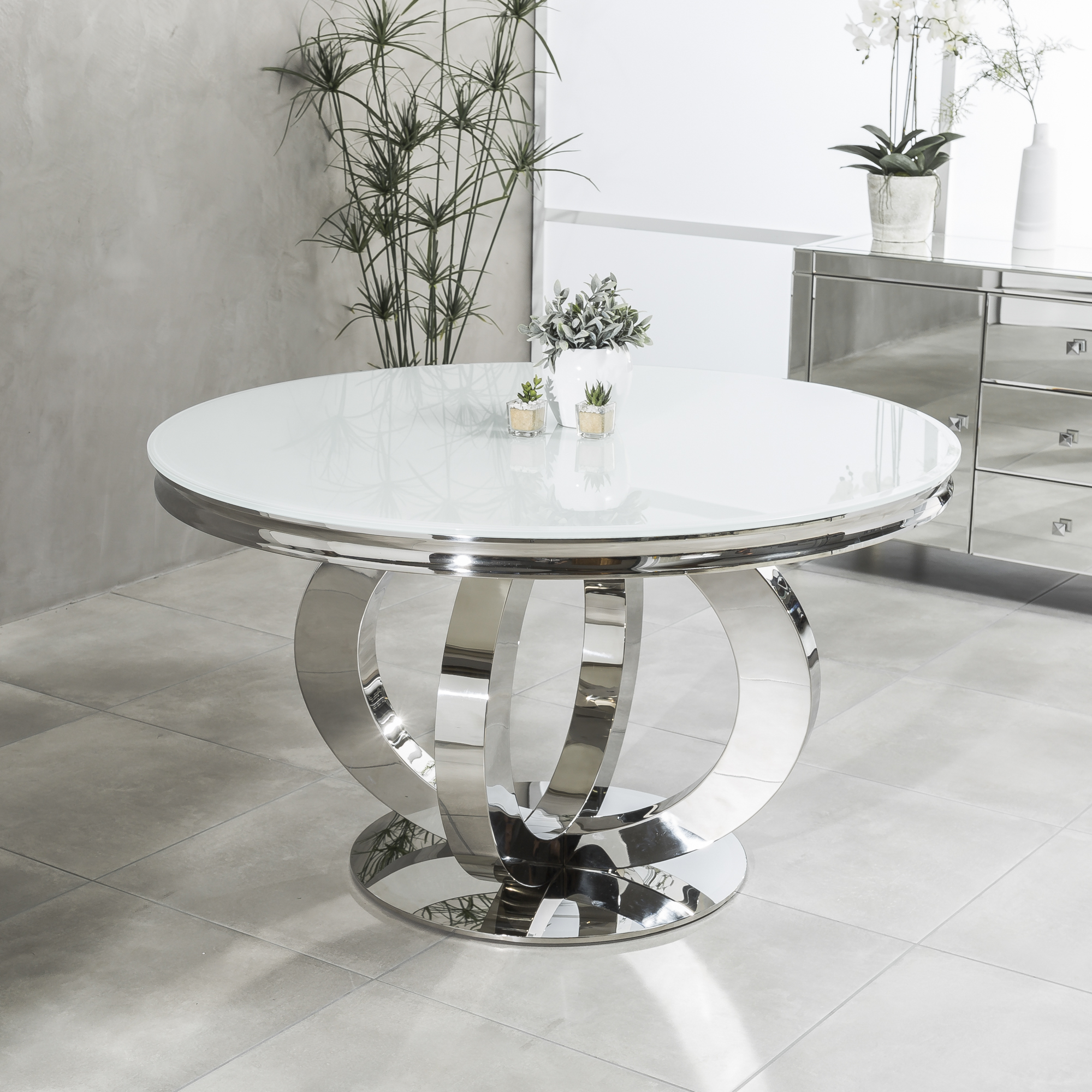 Dining Room Furniture INMOZATA Modern Dining table Round Glass Dining