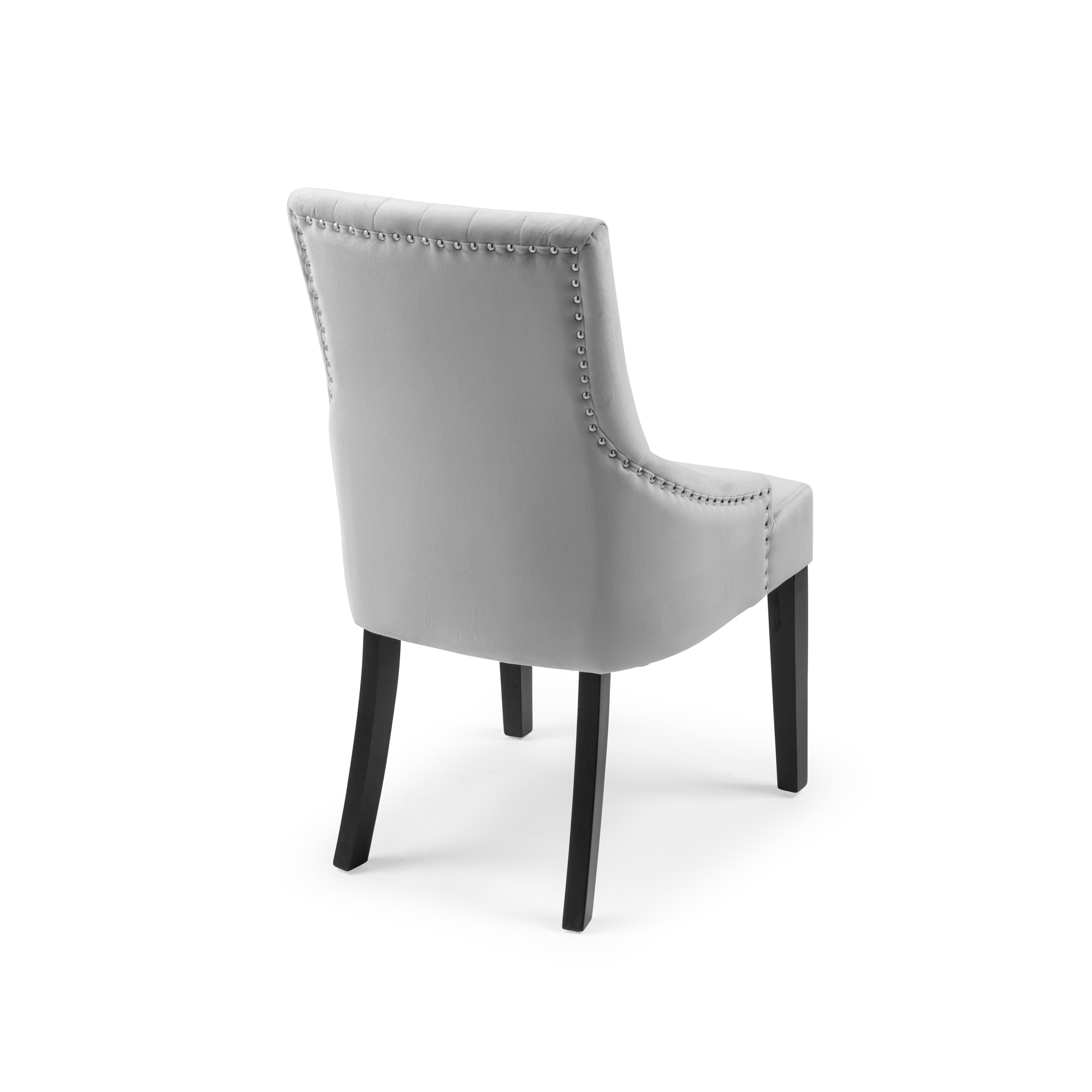 Chelsea Light Grey Brushed Velvet Upholstered Scoop Dining Chair – Black Legs