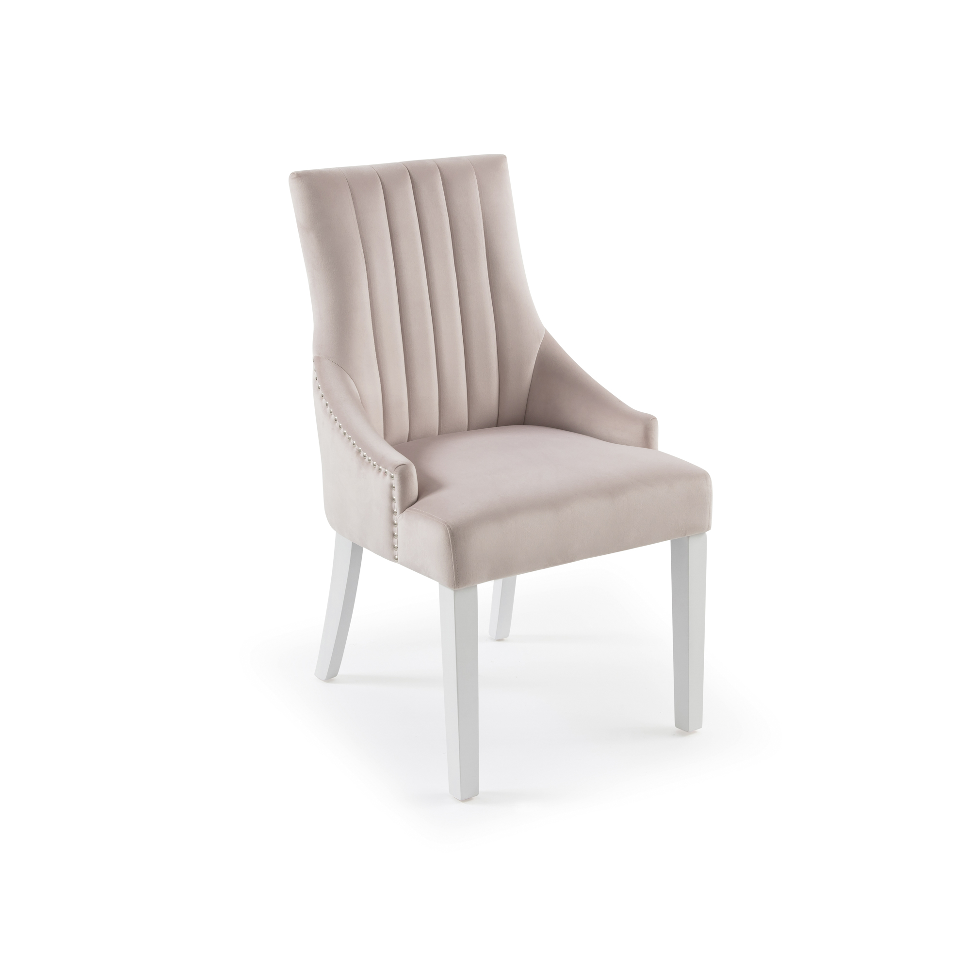 Chelsea Pink Blush Velvet Upholstered Scoop Dining Bedroom Chair