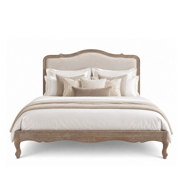 Eloise French Whitewash Ash Wood King Size Bed