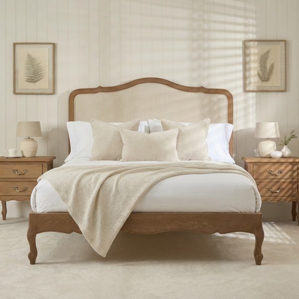 Eloise Limed Ash Upholstered Low Foot Board Bed – Super King Size