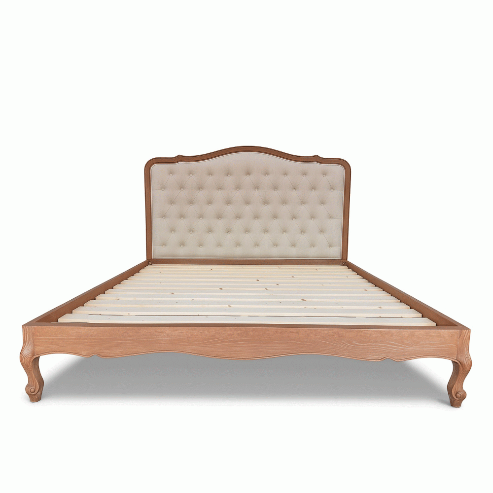Eloise Limed Ash Upholstered Button Low Foot Board Bed - King Size