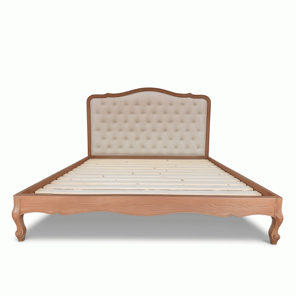Eloise Limed Ash Upholstered Button Low Foot Board Bed – King Size