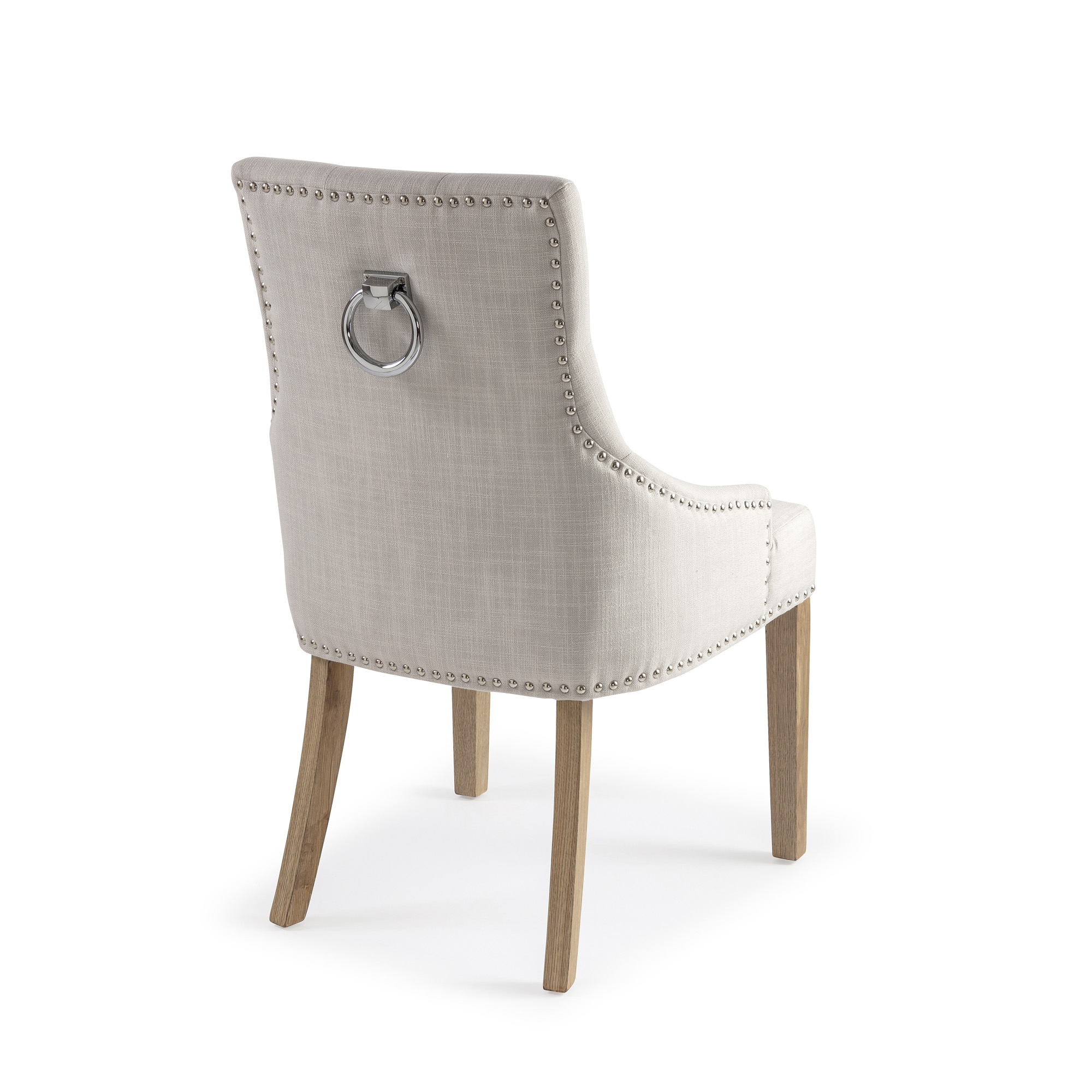 Chelsea Scoop Back Linen Upholstered Dining Chair – Hoop Handle – Oak Legs