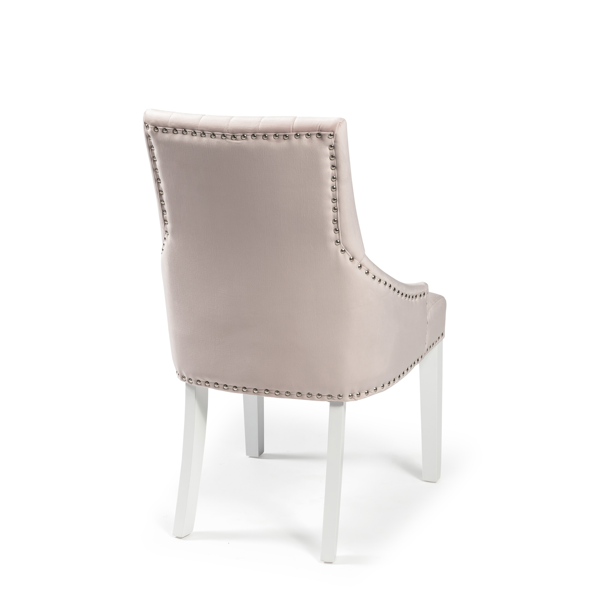 Chelsea Scoop Blush Velvet Pink Dining Chair With White Legs