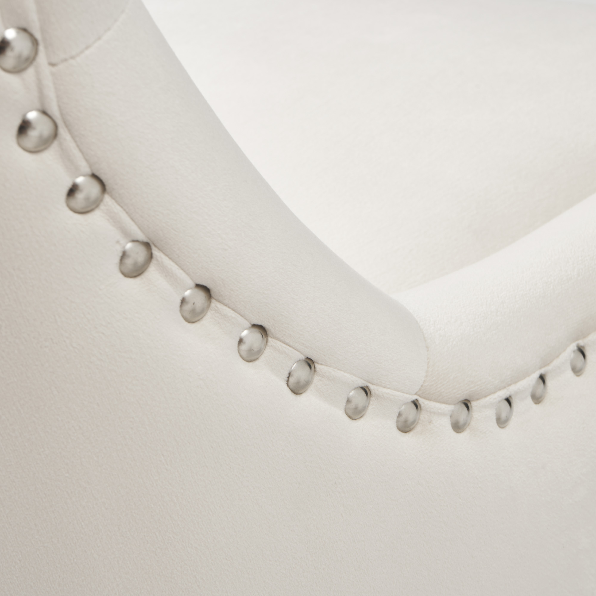Knightsbridge Brushed Velvet Cream Dining Room Chair – Hoop Handle – White Legs
