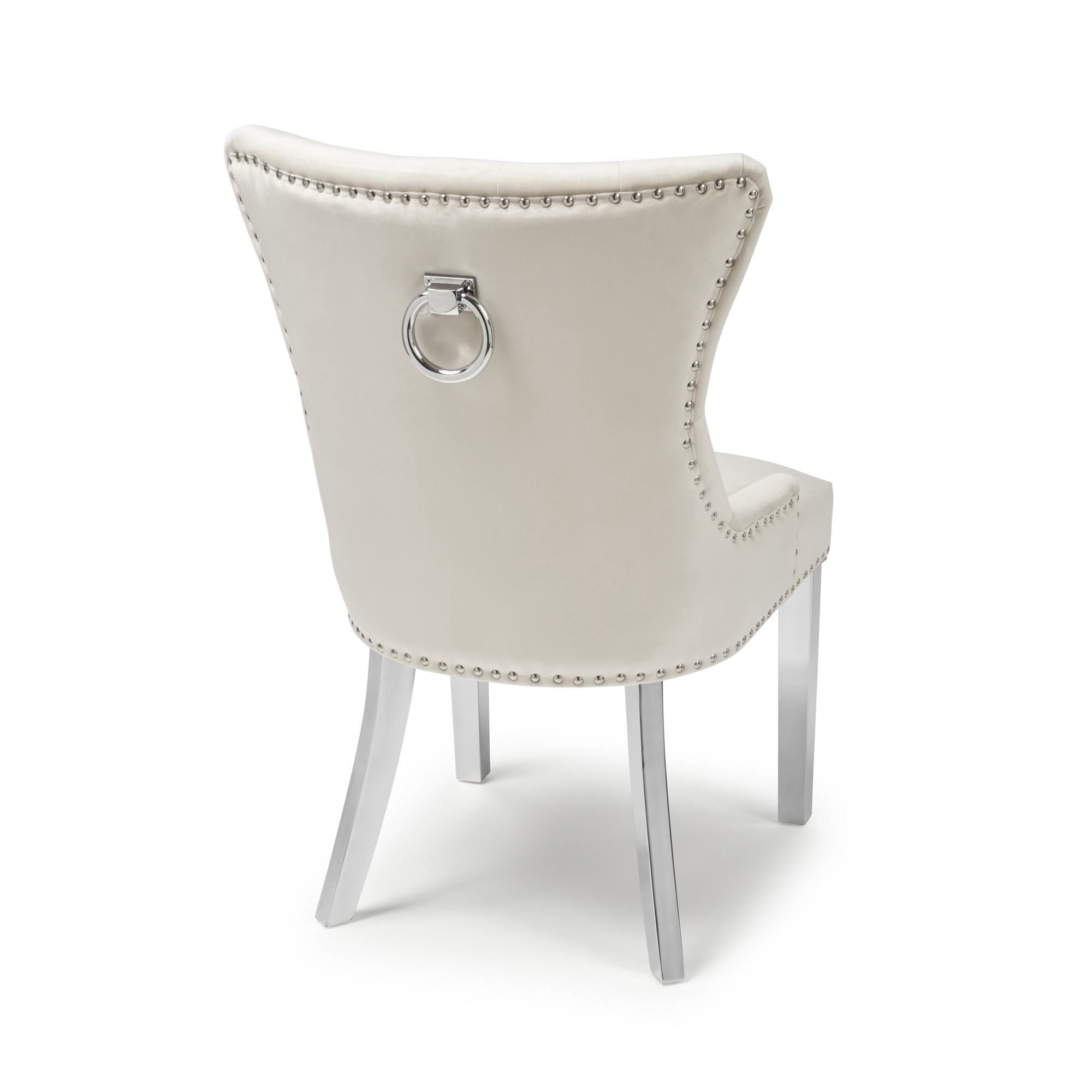 Knightsbridge Brushed Velvet Cream Dining Room Chair – Hoop Handle – Steel Legs