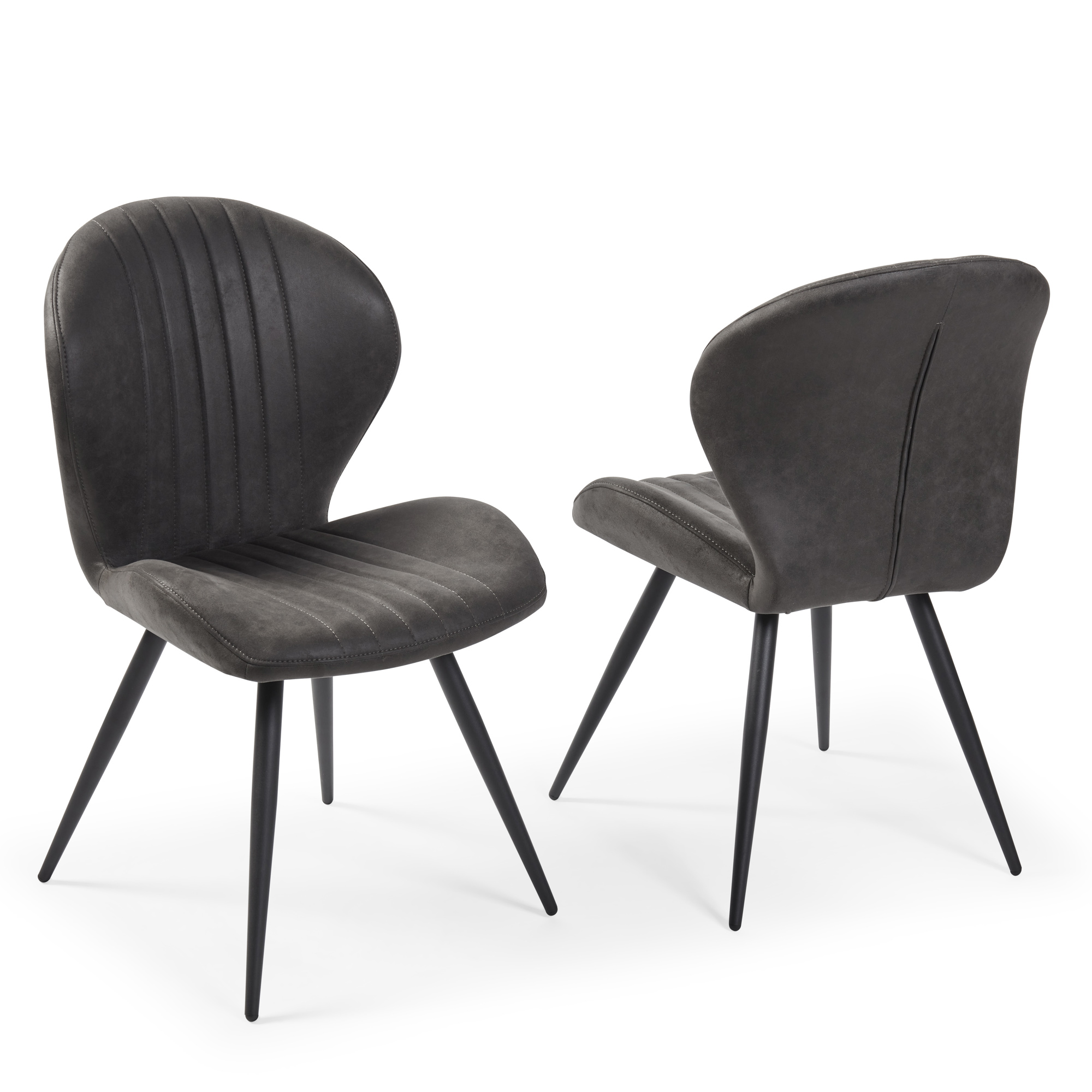 Watson Grey Nubuck Upholstered Dining Chair with Black Legs