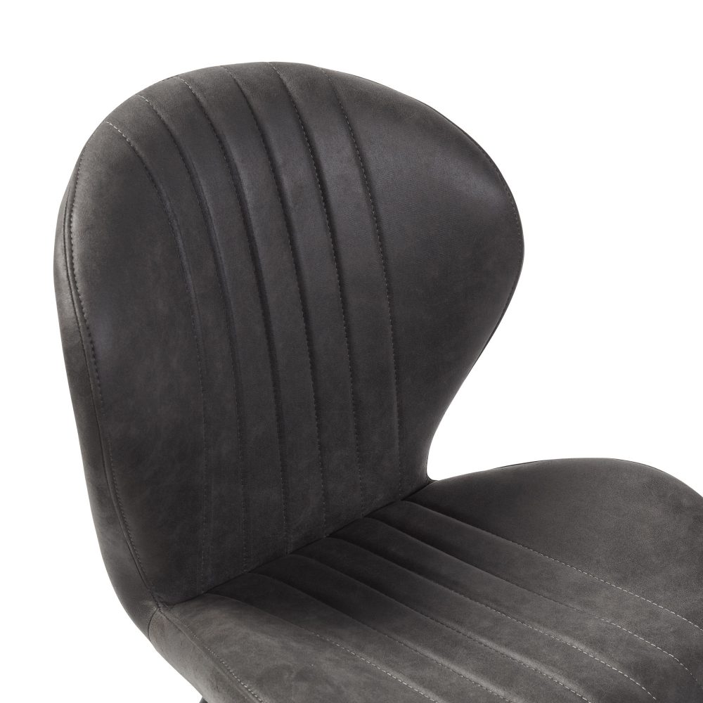 Watson Grey Nubuck Upholstered Dining Chair with Black Legs - Image 9
