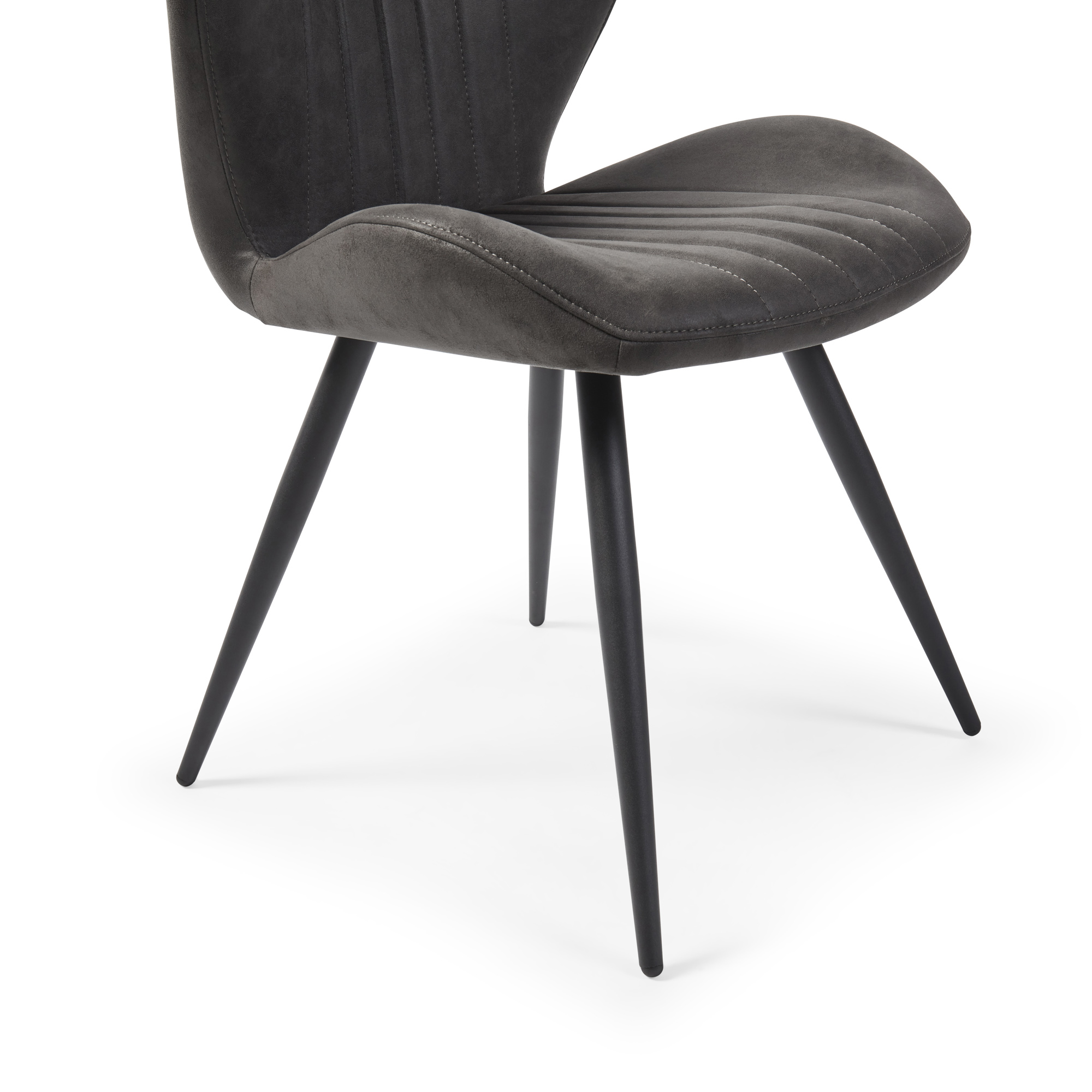 Watson Grey Nubuck Upholstered Dining Chair with Black Legs