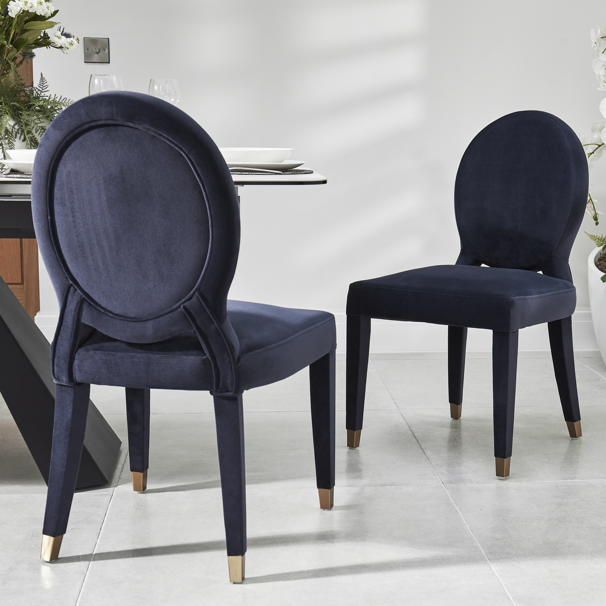 Victoria Upholstered Dark Blue Velvet Dining Chair