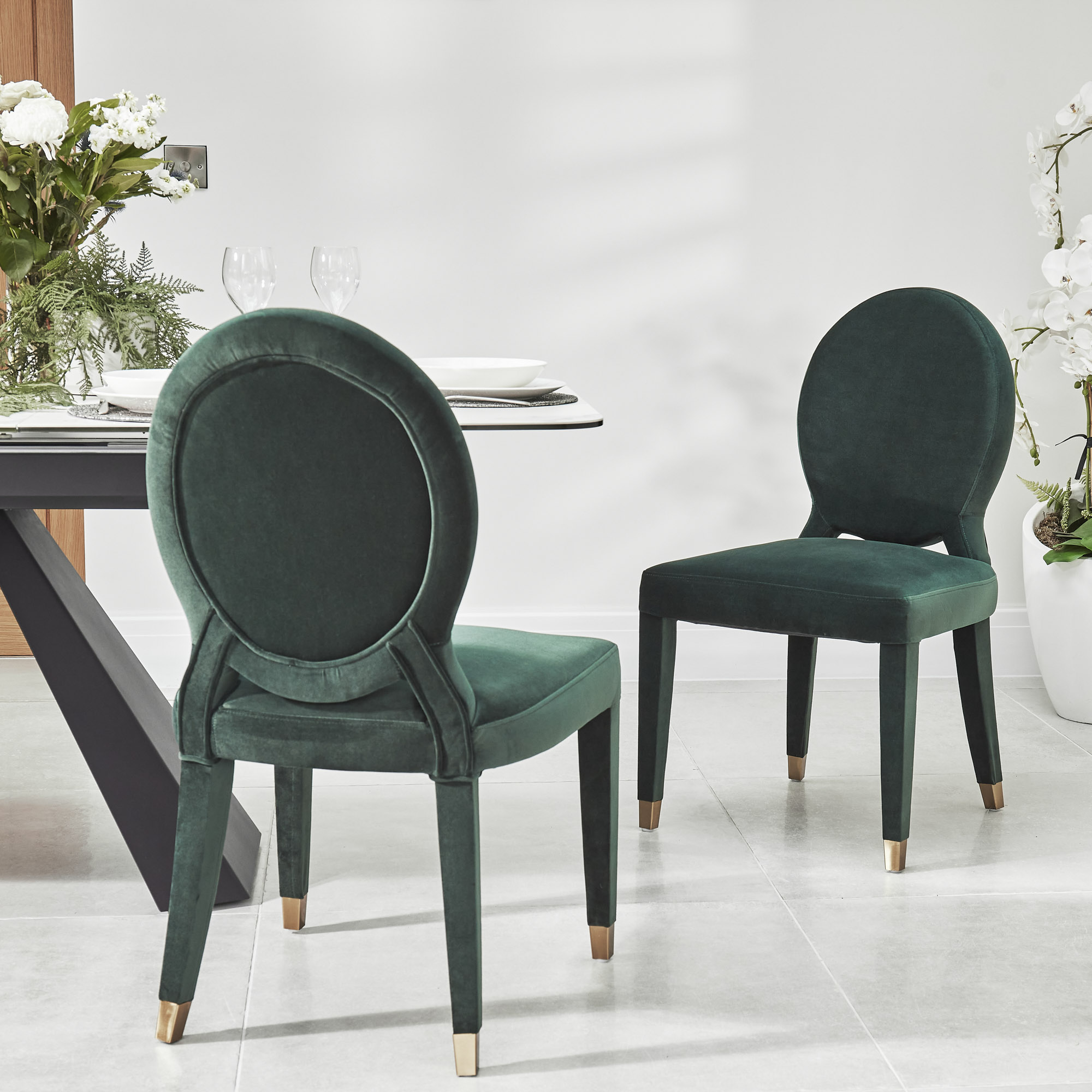 Victoria Upholstered Dark Green Velvet Dining Chair