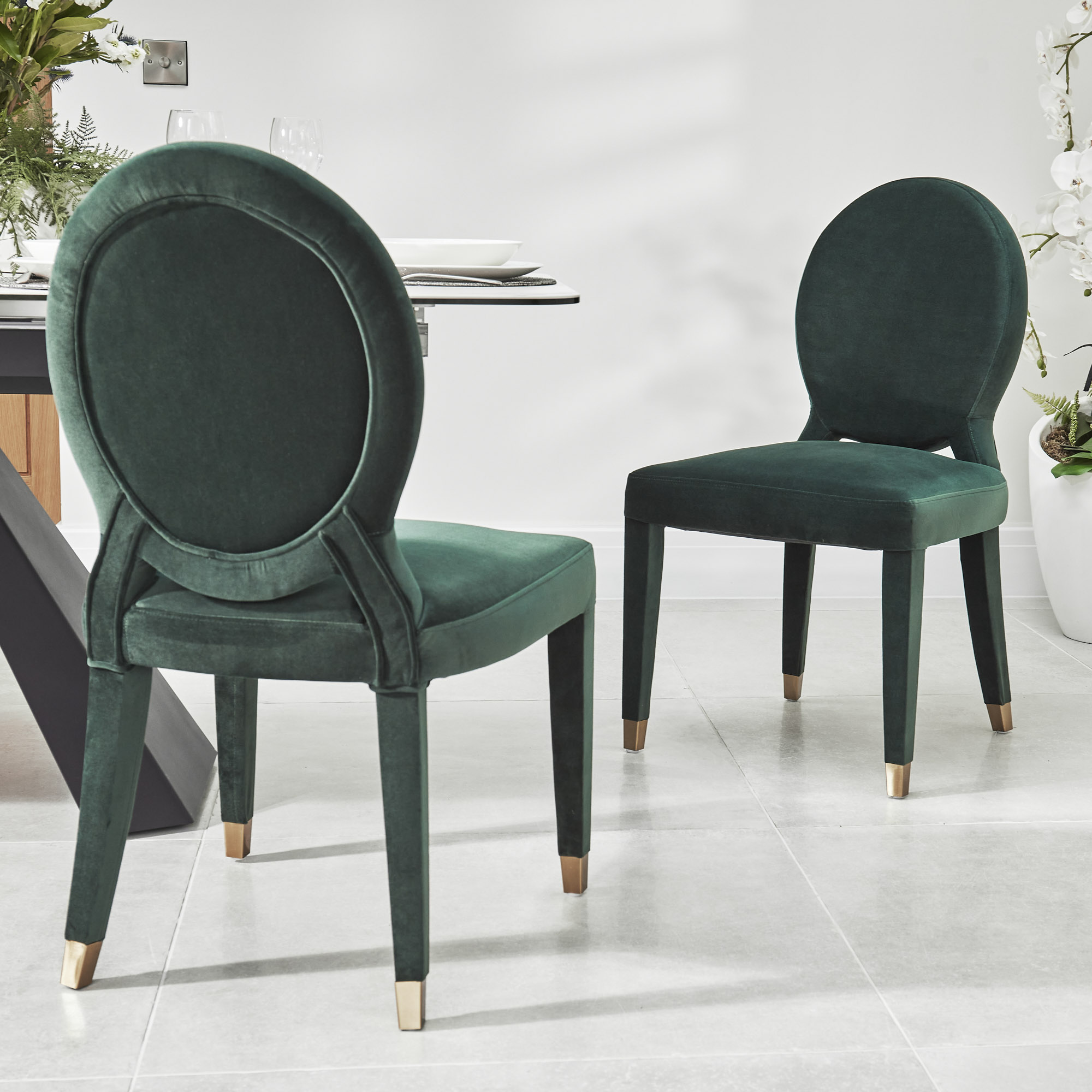 Victoria Upholstered Dark Green Velvet Dining Chair