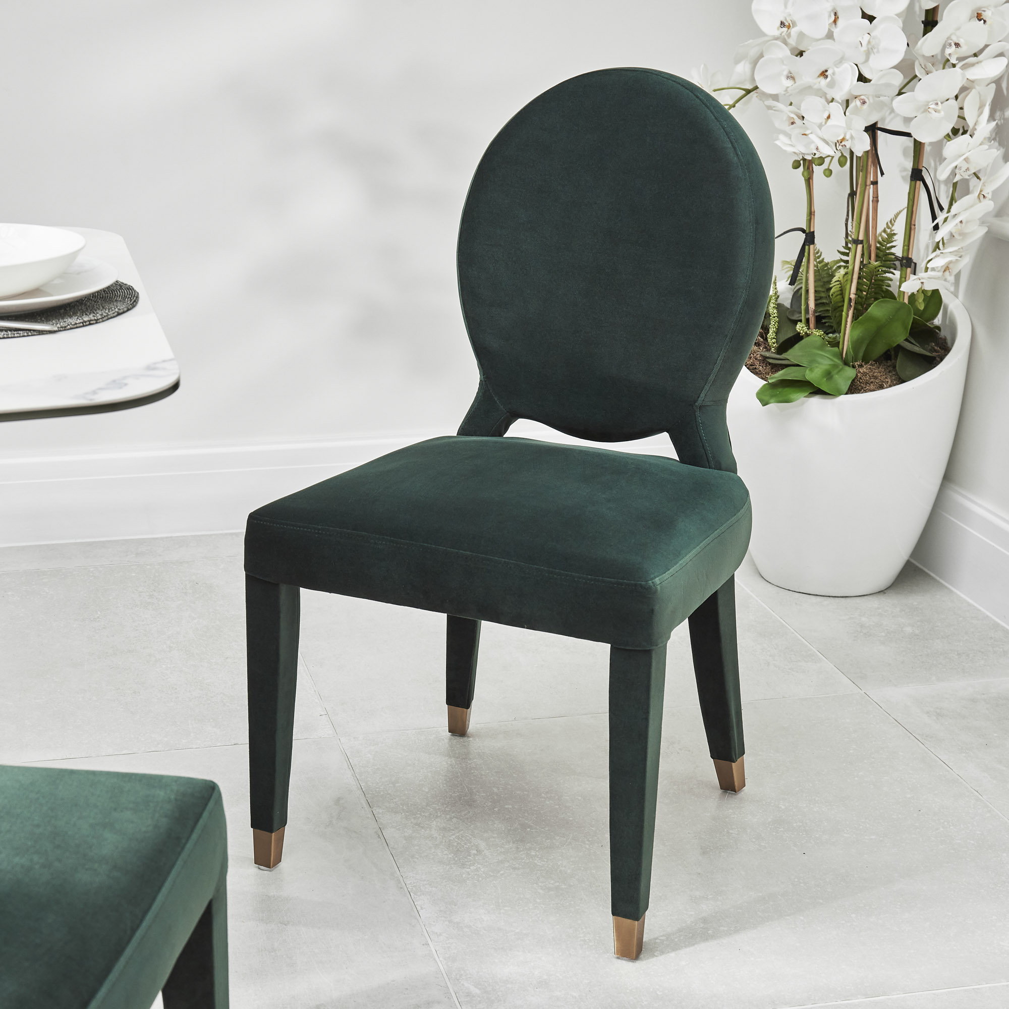 Victoria Upholstered Dark Green Velvet Dining Chair