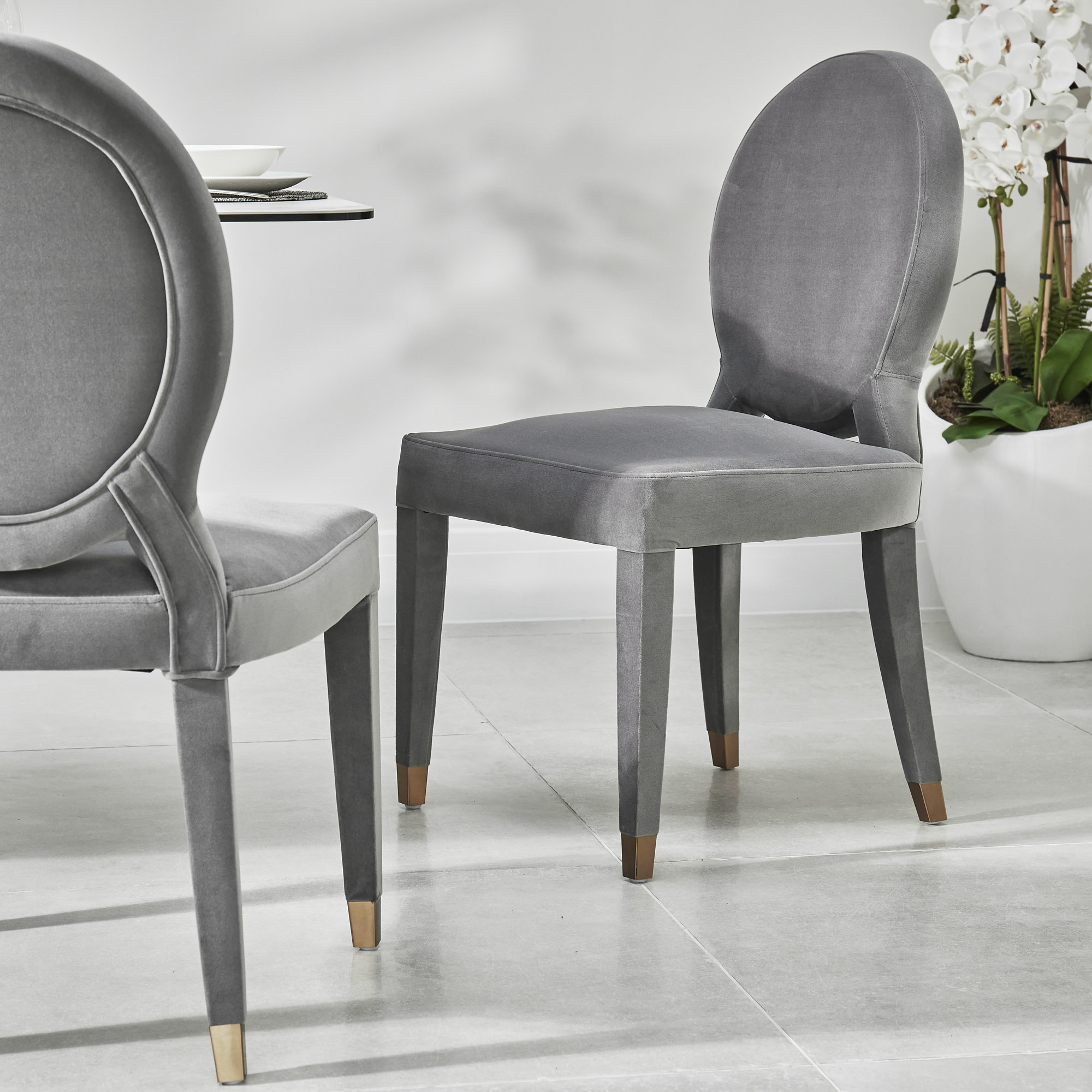 Victoria Upholstered Grey Velvet Dining Chair