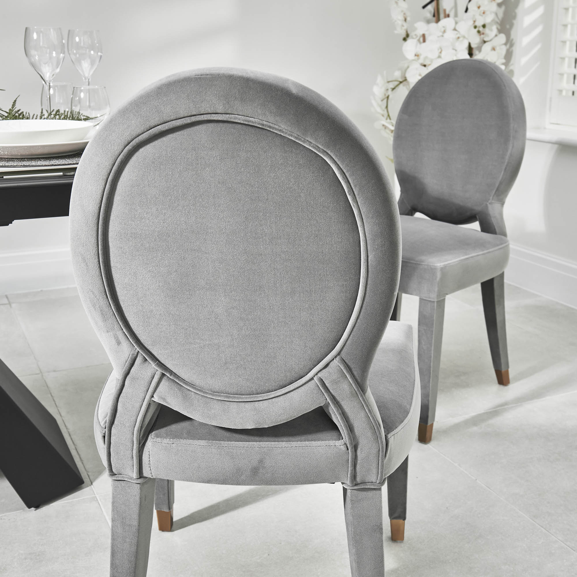 Victoria Upholstered Grey Velvet Dining Chair