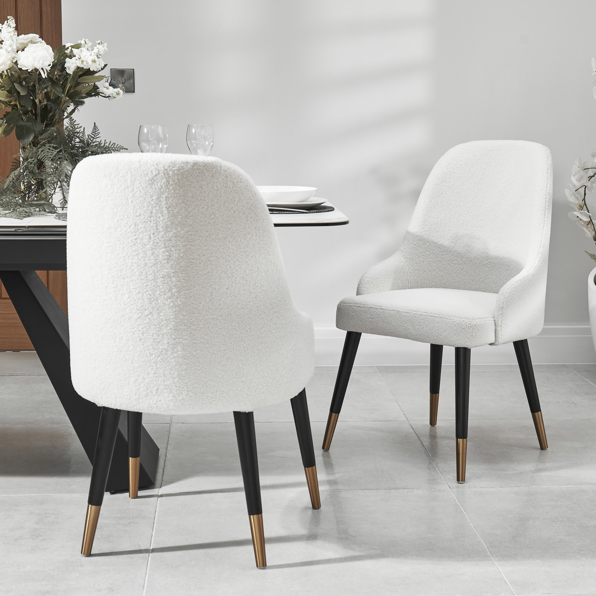 Isla Boucle Dining Chair with Gold Tipped Feet