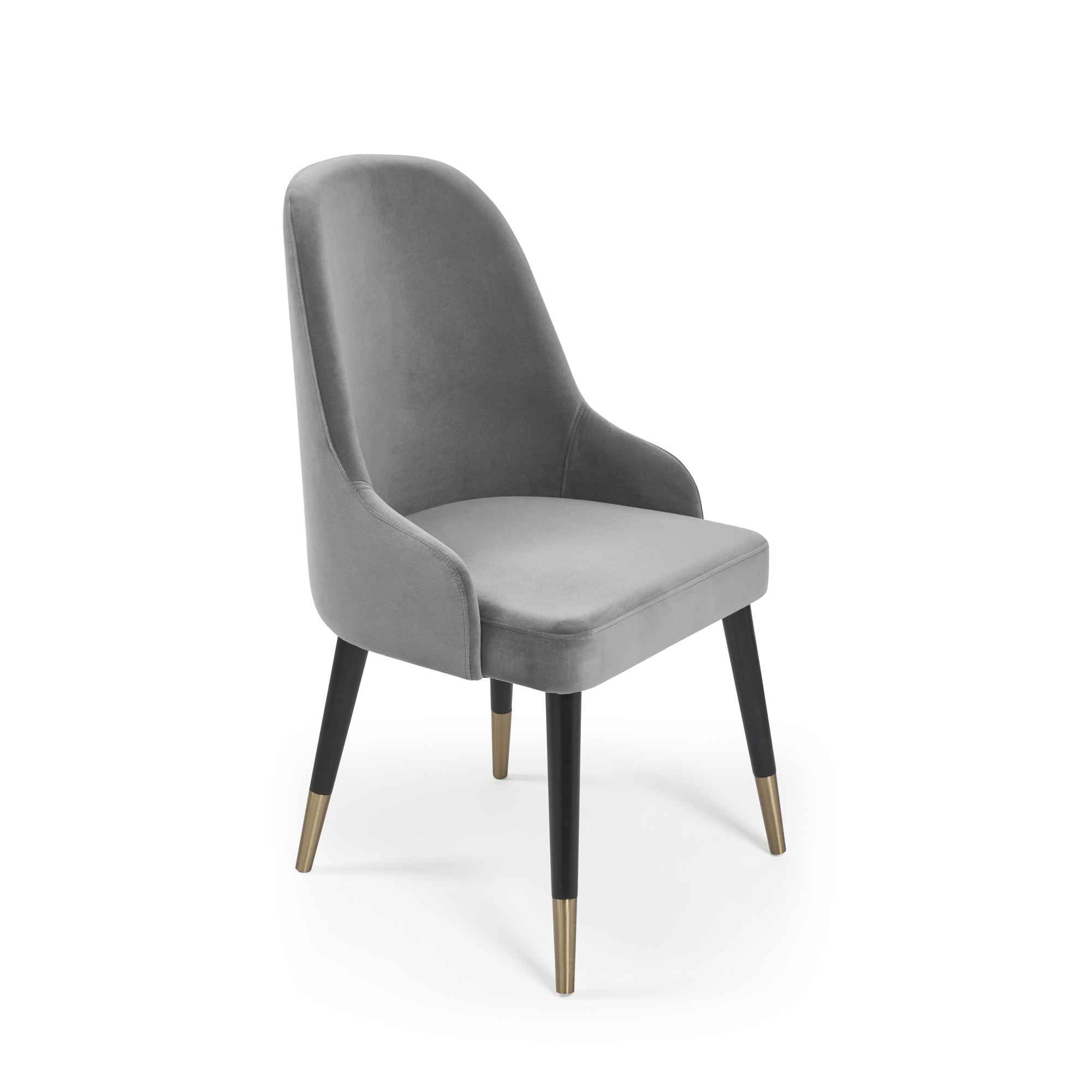 Isla Grey Velvet Dining Chair with Gold Tipped Feet