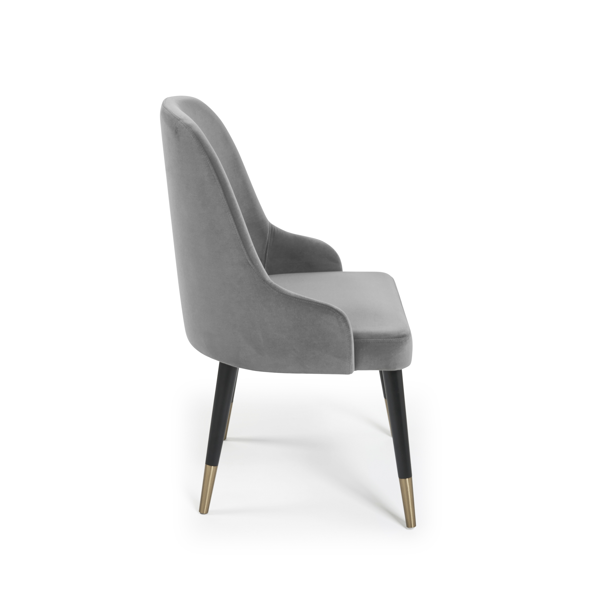 Isla Grey Velvet Dining Chair with Gold Tipped Feet