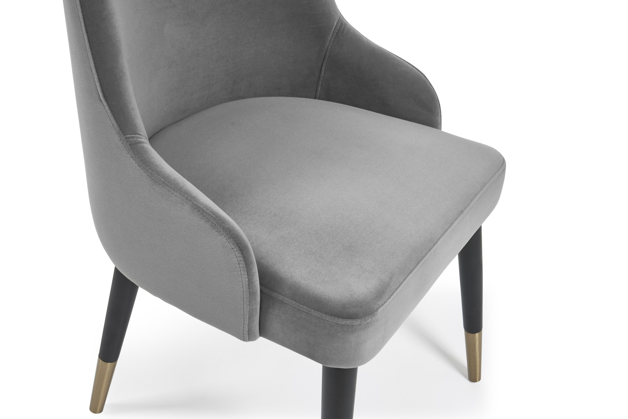 Isla Grey Velvet Dining Chair with Gold Tipped Feet